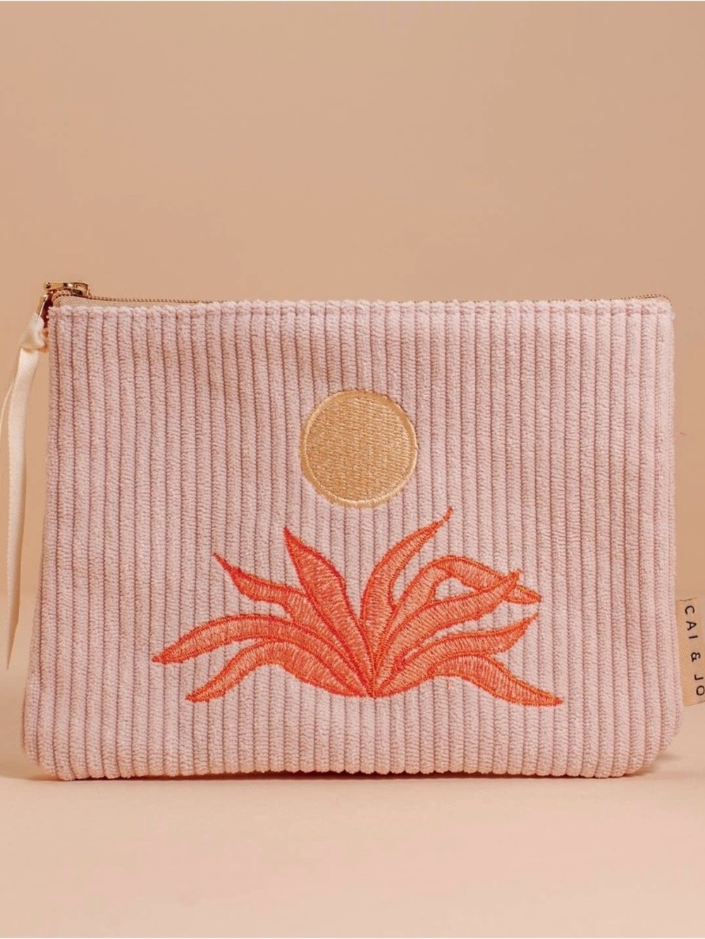 CAI + JO CORDUROY POUCH IN PALE PINK